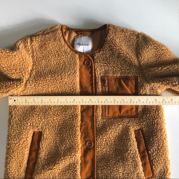 Madewell Women's Cozy Teddy Sherpa Chestnut Jacket with Corduroy Trim XS - Picture 11 of 13